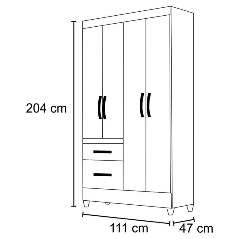 Guarda-Roupa Solteiro 4 Portas 2 Gavetas Madri Moval