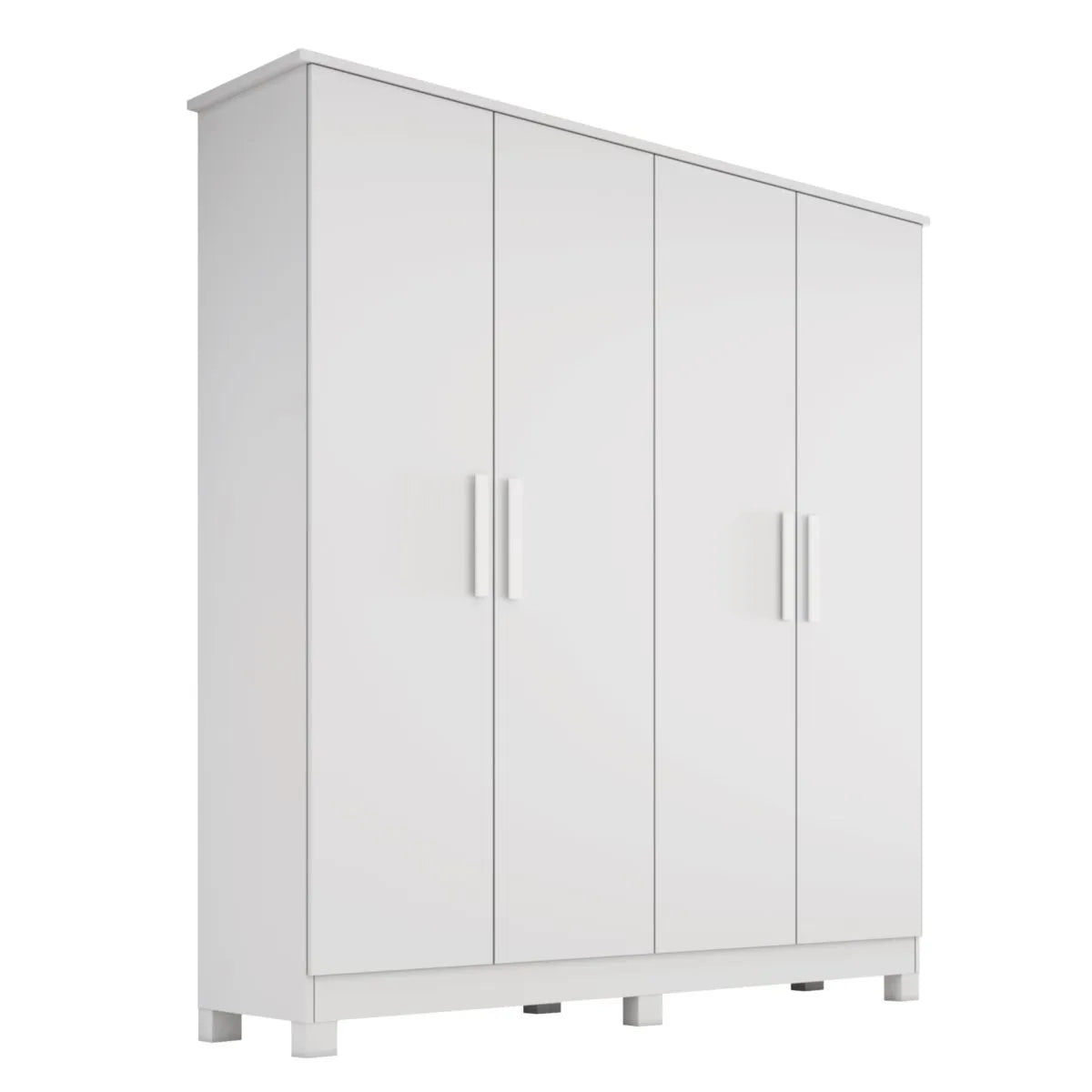 Guarda-Roupa Solteiro 4 Portas 2 Gavetas MDF Nina Bianchi - BRANCO