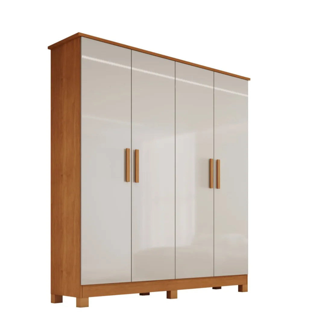 Guarda-Roupa Solteiro 4 Portas 2 Gavetas MDF Nina Bianchi - OFF WHITE