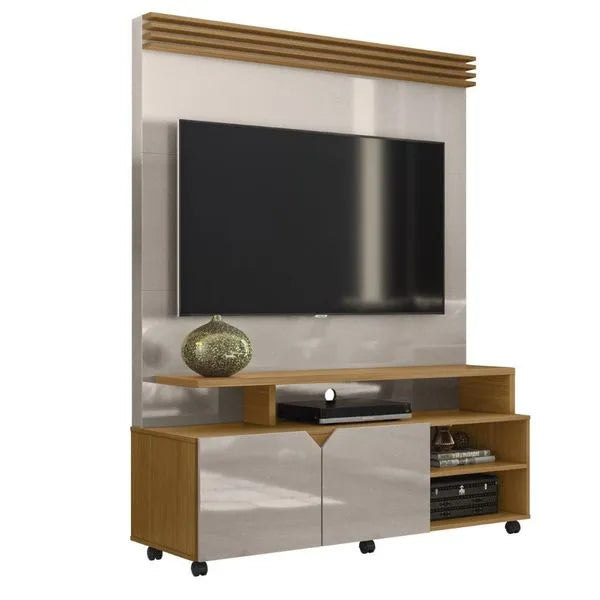 Home Para TV até 55" 2 Portas Berlim Lukaliam - OFF WHITE PEROLIZADO RIPADO