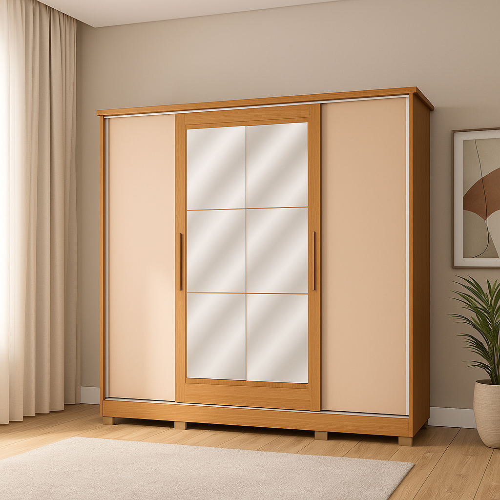 Guarda Roupa 4 Portas de Correr CB01N565 Kappesberg - CANELA/MACADAMIA