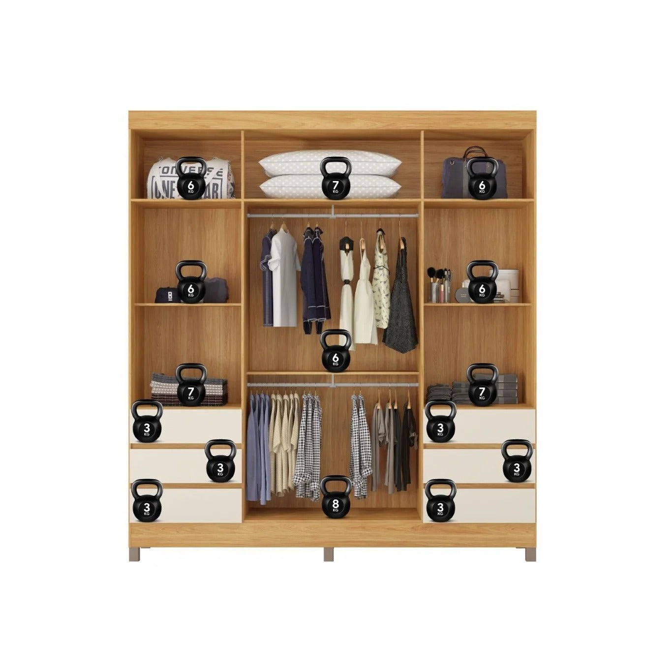 Guarda-Roupa Roma 4 Portas 6 Gavetas Com Espelho Demóbile