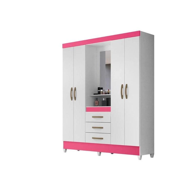Guarda-Roupa Solteiro 4 Portas com Espelho 3 Gavetas Capri Moval