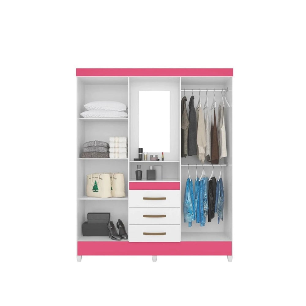 Guarda-Roupa Solteiro 4 Portas com Espelho 3 Gavetas Capri Moval