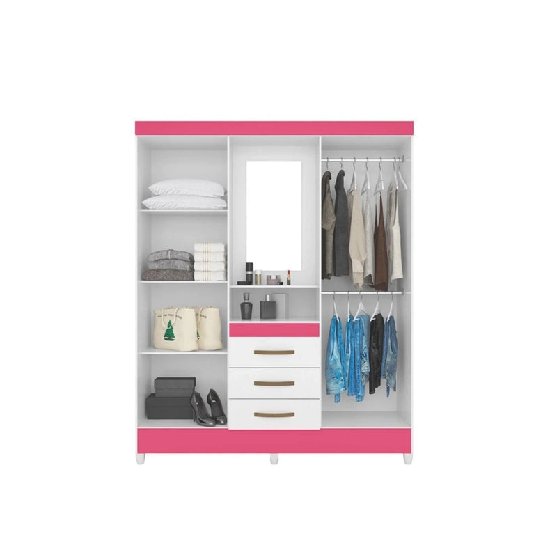 Guarda-Roupa Solteiro 4 Portas com Espelho 3 Gavetas Capri Moval