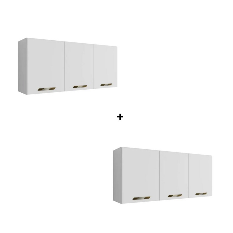 Kit 2 Armários Aéreo Isa 3 Portas 103cm CHF Móveis