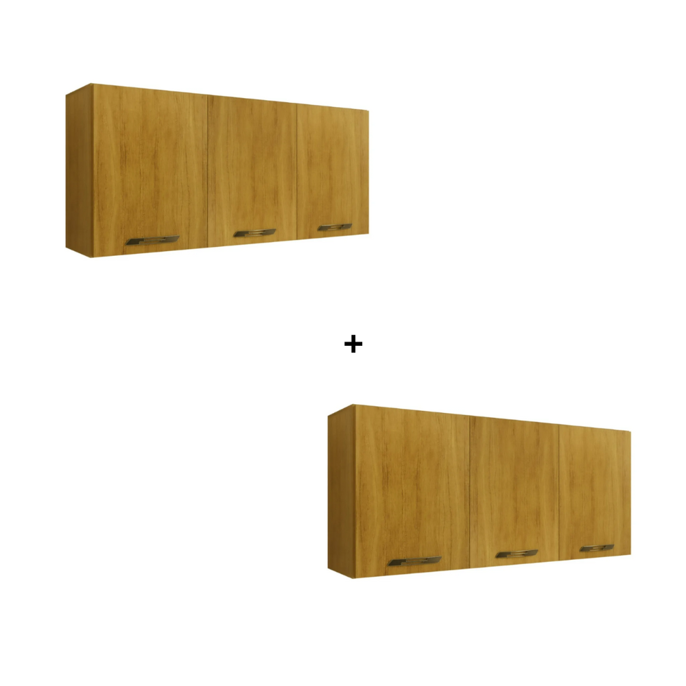 Kit 2 Armários Aéreo Isa 3 Portas 103cm CHF Móveis - CINAMOMO