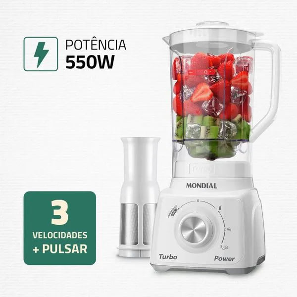 Liquidificador 550W  2 Velocidades  Pratic Power L-97-W Mondial - BRANCO