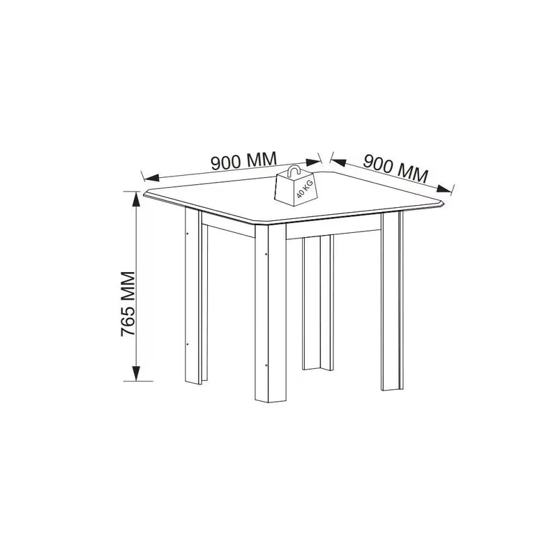 Mesa de Jantar Quadrada 90cm  Lisboa Indekes
