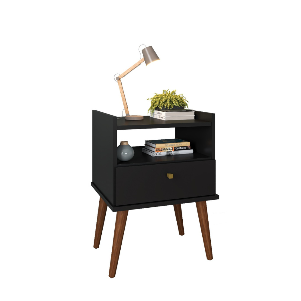 Mesa de Cabeceira 1 Gaveta Aroma Fiorello - PRETO