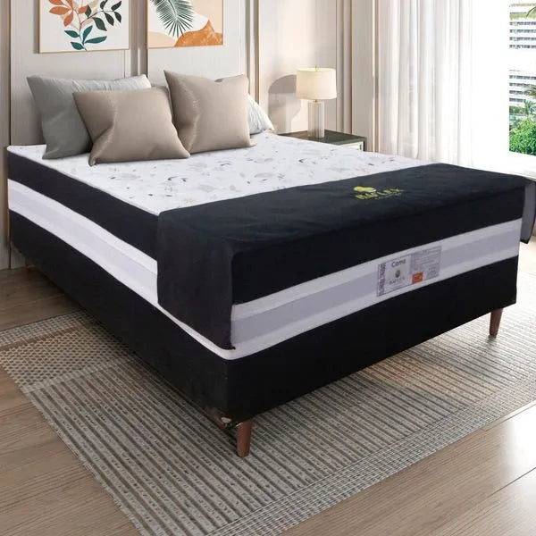 Cama Box Casal Conjugada D28  Ortomedic 138x188x53cm Bacetto - PRETO