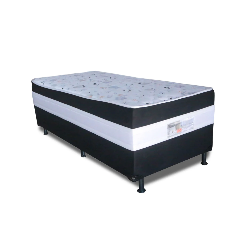 Cama Box Solteiro Conjugada D28 88x188x53cm Ortomedic Bacetto - PRETO