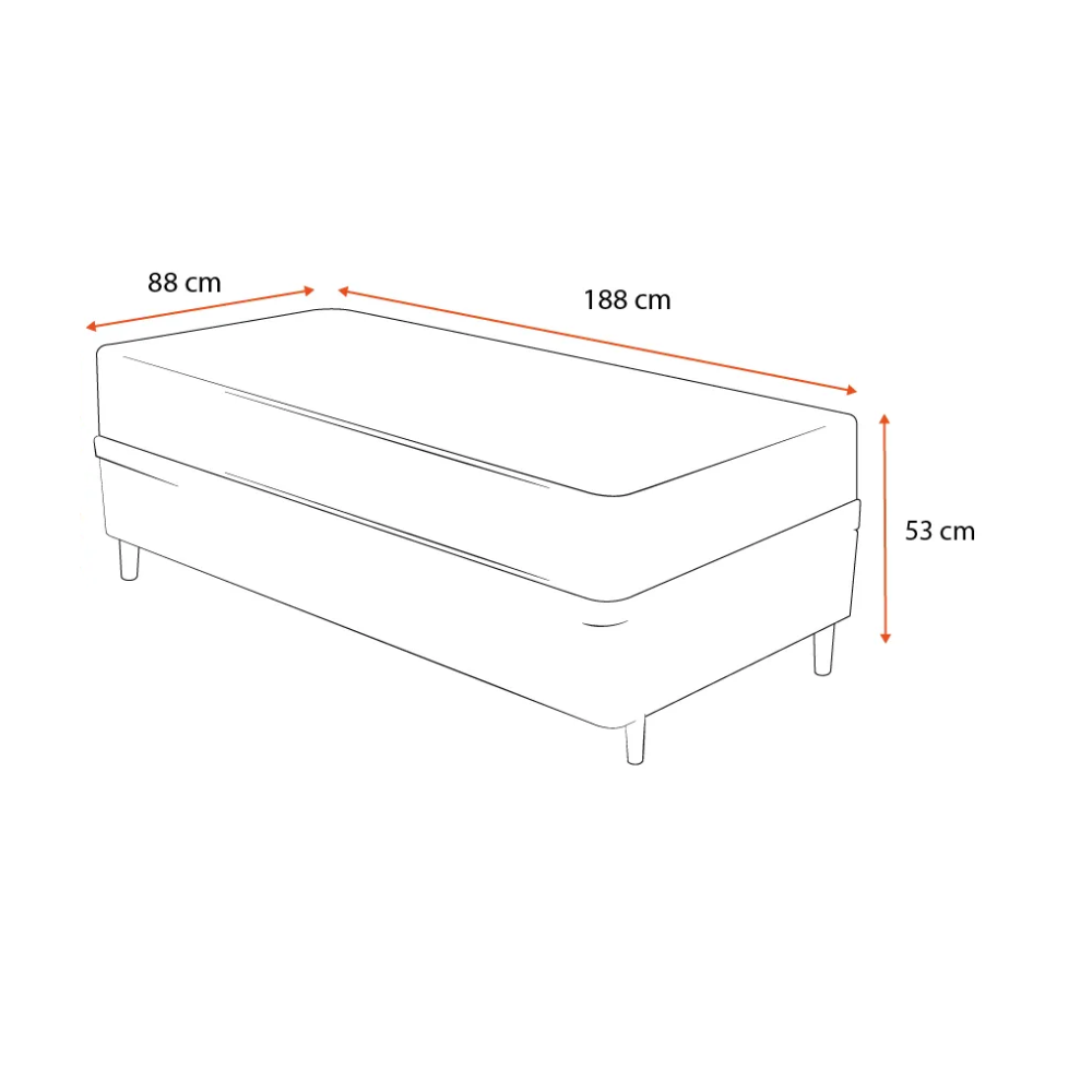 Cama Box Solteiro Conjugada D28 88x188x53cm Ortomedic Bacetto