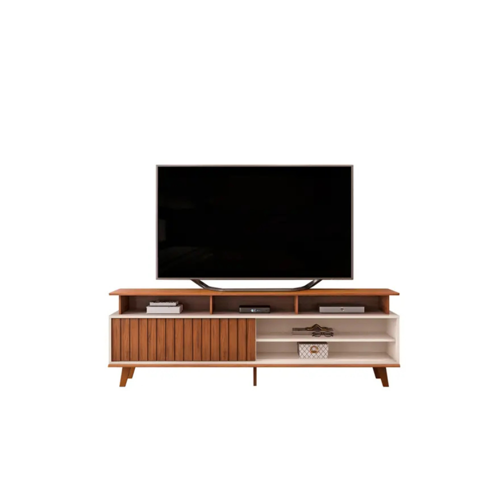 Rack para TV até 70" 1 Porta de Correr Flow DJ Móveis - FREIJO/OFF