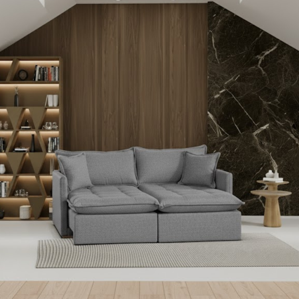 Sofá 3 Lugares Retrátil e Reclinável Eros Bacetto - CINZA