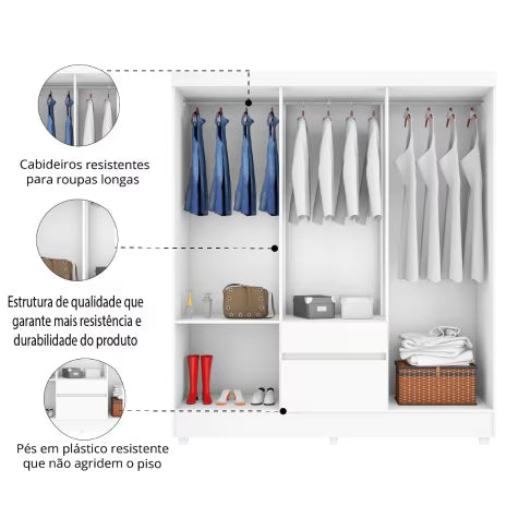 Guarda-Roupa Casal 6 Portas 2 Gavetas Flash Demóbile
